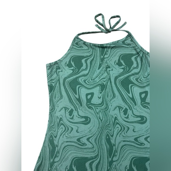 ♥️Pretty Little Thing Green Marble Halter Split Hem Bodycon Dress Women’s Sz 8 - Picture 6 of 12